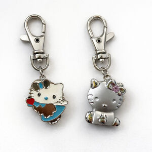 Vintage Y2K Hello Kitty Style Pocket Watch Bag Charms Set of 2